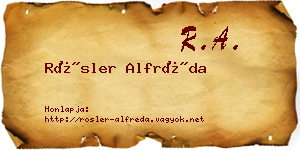 Rösler Alfréda névjegykártya